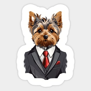 Yorkshire Terrier With Suit Sticker